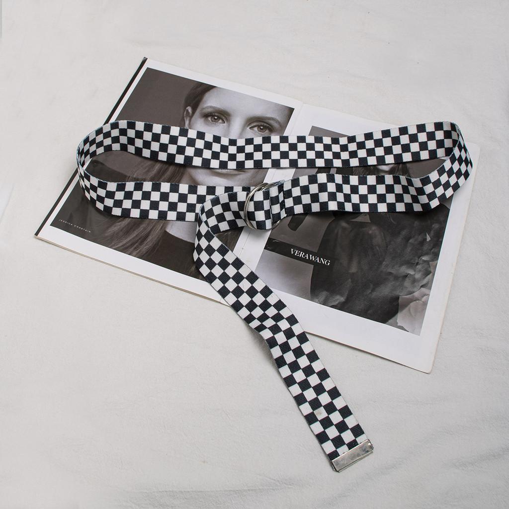 Letter Simple Grid Striped Butterfly Polka Dot Printed Women Canvas Belt