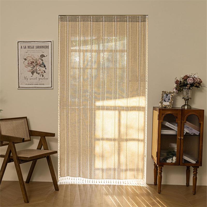 Home Door Curtain for Doorway, Light-filtering Privacy Curtain Bohemian Embroidered Curtain Decoration, Suitable for Temporary Room Dividers,
