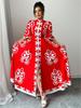 Robe Qipao Florale Rouge avec Coupe Ample et Grand Col