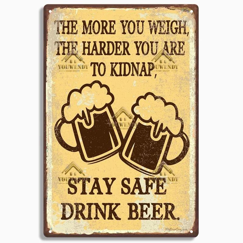 HD Metal Tin Sign Vintage Funny Beer Bar Wall Decor Retro No Working Steak Timer Alcohol Sign for Man Cave Pub Bar Kitchen Dec
