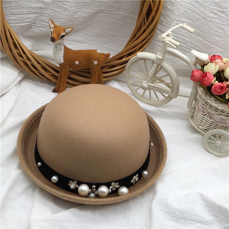 Корейская трендовая шерстяная женская федора - осенне-зимняя детско-родительская британская шляпа-котелок, милый рождественский стиль Child 54cm (2-10 years)