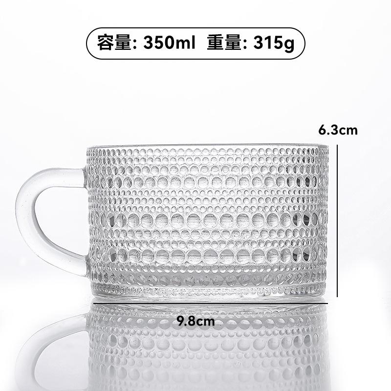 Taza de Desayuno de Vidrio Vintage Transparente Leche Avena Hogar Jugo Avena Tazas de Café con Asa Cristalería Transparente