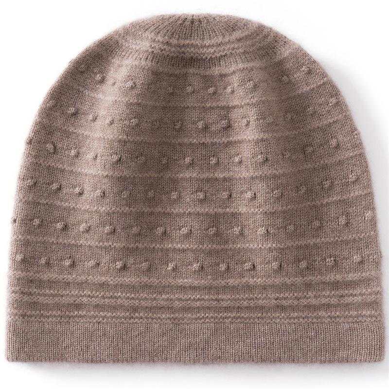 Knitted Cashmere Hat Women's Autumn and Winter Thickened Stacking Hat Cold Hat Outdoor Cold-proof Warm Bald Hat Confinement Hat