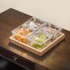 Divided Acrylic Snack and Fruit Tray with Wood Base