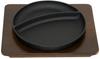 Ikenaga Iron Works Iron Plate Lunch Plate with Wooden Base, Induction Compatible, Made in Japan, 11428