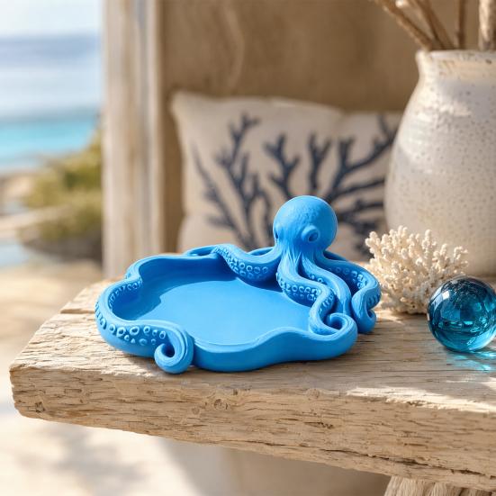 3D Printed Octopus Jewelry Tray, Ocean Animal Earrings Necklace Ring Dish Tray, Decorative Keys Trinkets Holder Organizer Tray