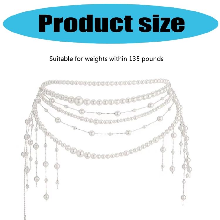 Multitier Pearls Fringe Body Chain Belt for Women Vintage 90s Costume Jewelry Waist Decoration for Evening Gowns
