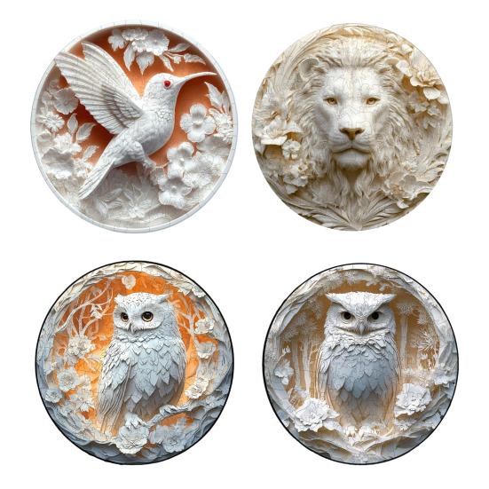 1 Set Wooden Animal Jigsaw Puzzle White Owl Lion Hummingbird Puzzle Challenge Game Educational Difficult Puzzle Toy Home Decoration