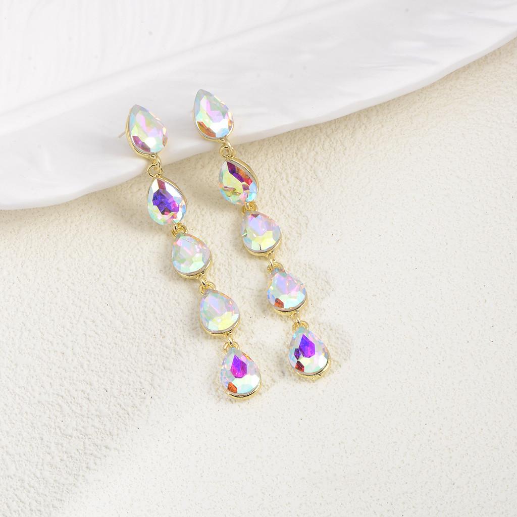 Water Drop Earrings Silver Long Dangle Jewelry For Women Gift