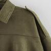 Women Turn Down Collar Pilot Style Long Sleeve Cropped Loose Jacket