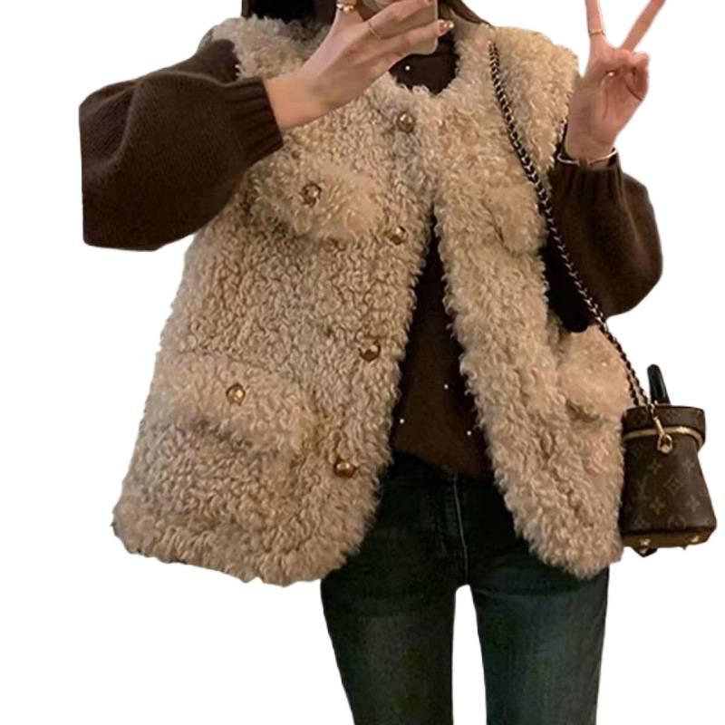 Women's 2024 Winter Fashion Lambswool Vest Coat - Thickened, Fragrant Style