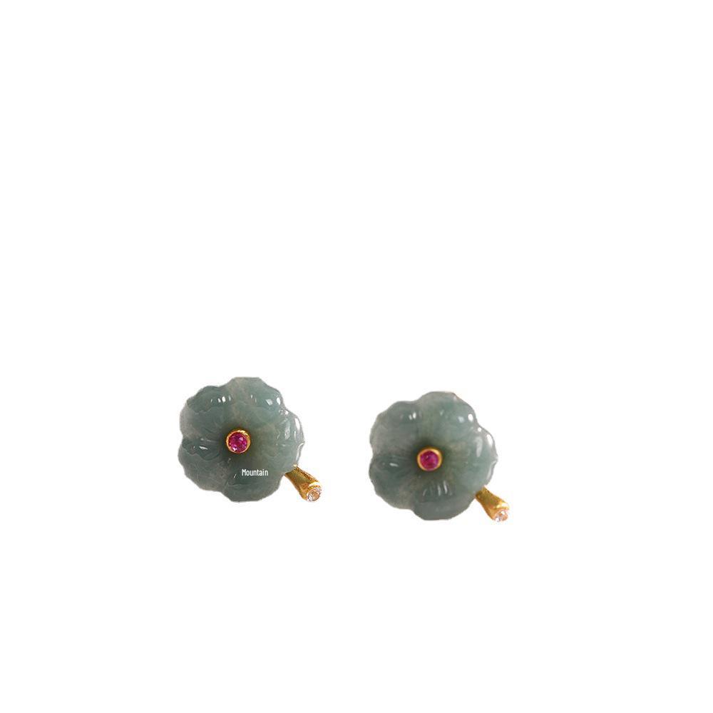 Winter Arrival: S925 Silver & A-Grade Jade Carved Stud Earrings