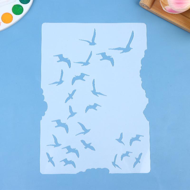 Diy Scrapbooking Reusable Bird Pattern Stencil Card Making & Crafts - Durable Plastic Spray Painting Templat