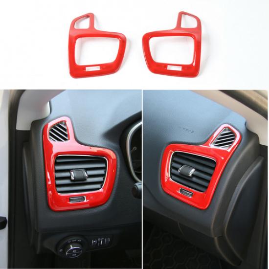 Inner Dashboard Side Air Vent Outlet Trim Cover Frame for Jeep Compass 2017+ Red