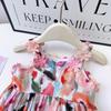 Girls' Floral Spaghetti Strap Summer Dress - French Style Princess Vest Dress AXB685