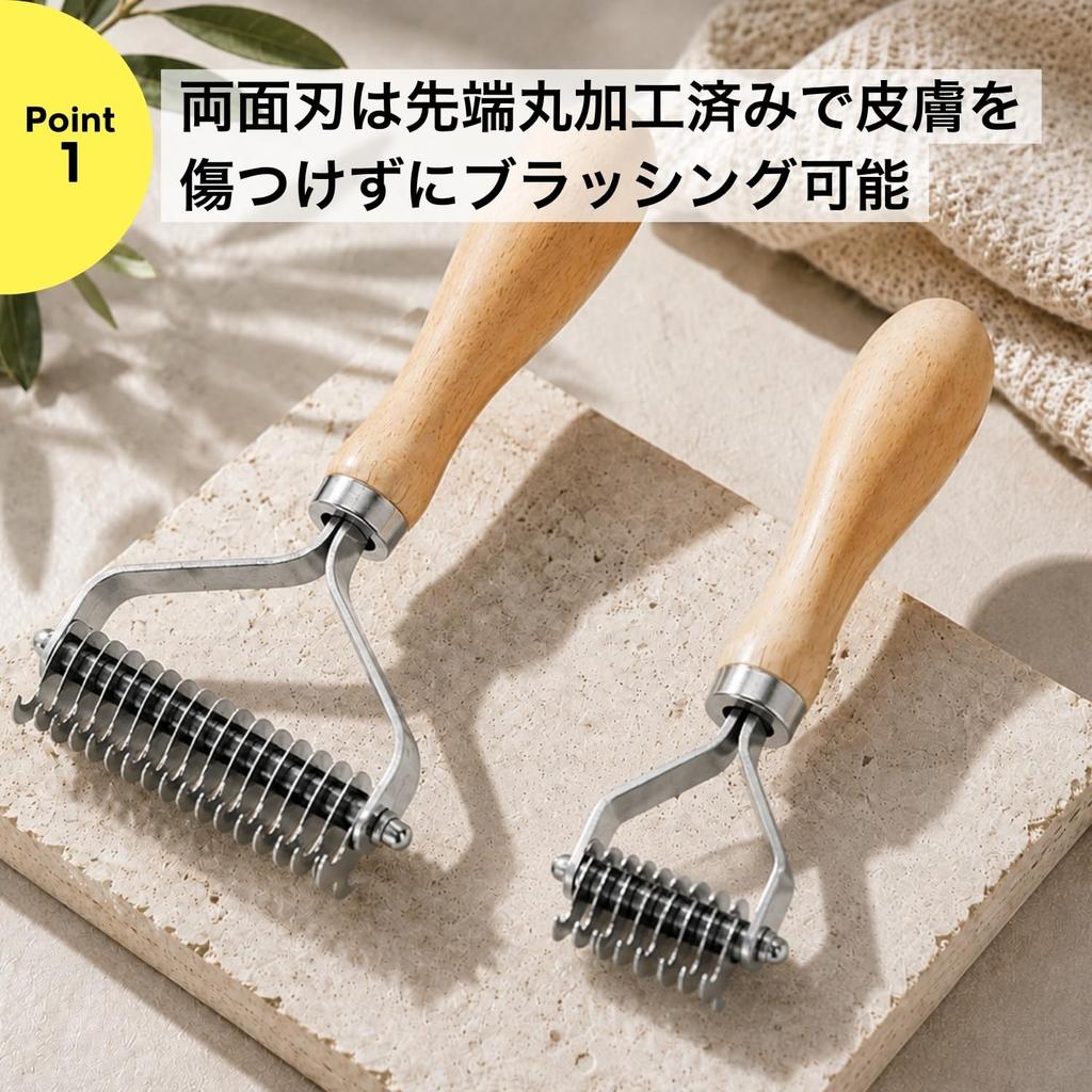Pet for Dogs and Hair Tangle Shedding Stainless Suitable for Long and Short Size NYANDELMO Double-sided Comb, 1pc, Cats, Remover, Brush, Steel, Hair,