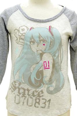Hatsune Miku Girls Cut and Sew Oatmeal X Heather Gray GIRLS M CHAN×CO Ver. Size