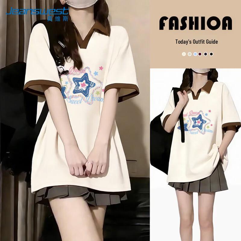 Jeanswest Women s Sweet Star Colorblock Polo Tee XL
