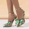 Grüner Schmetterling Verzierungs Design Sandalen mit Absatz Damen Mode Spitze Knöchel Schnalle Marken Designer Schuh Sexy Partykleid Schuh