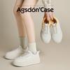 Augustine Platform White Shoes Women's 2025 New Spring Flat Casual Sports Shoes Student Muffin Board Shoes Tide