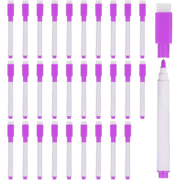 PATIKIL Dry Erase Marker Pens, 100 Pack Rose Red Ink Fine Point Low Odor Whiteboard with Eraser Cap for Office Home Classroom, White Pen Rod