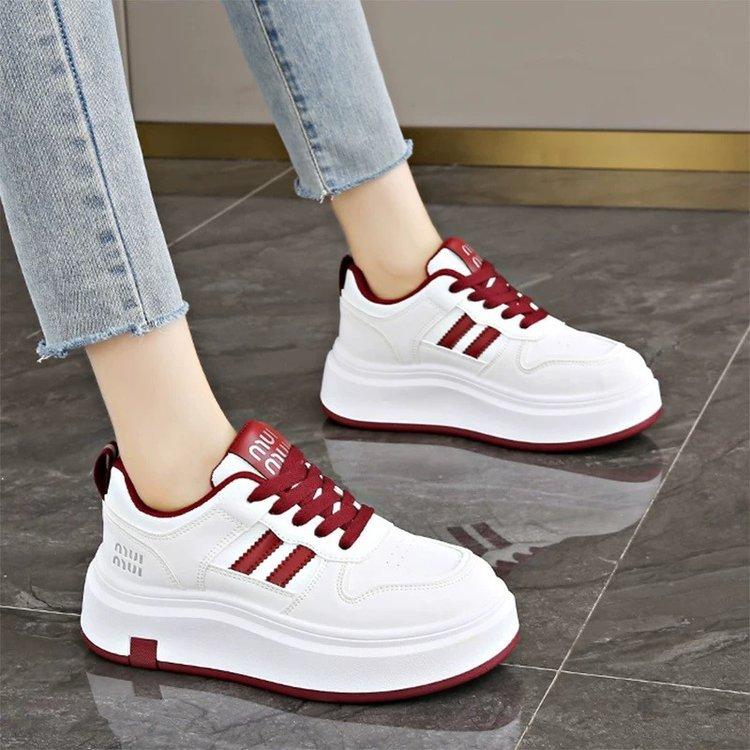 Small muffin thick-soled non-slip heightening little white shoes for women's 2025 spring new models are thin and casual with wide-leg pants.