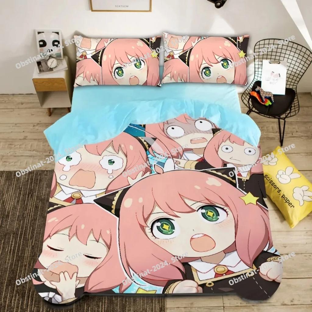 Anime Spy X Family Bedding SetSpy Funny Anya Printed With Pillowcase Bed Duvet Cover Soft Single Double Queen Super King Size