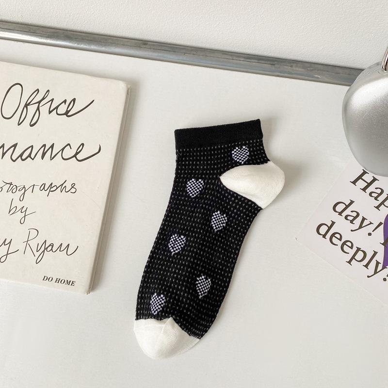 

Сетчатые полые короткие носки-лодочки женские Любовь Японский студенческий стиль Носки Весна и Лето Ультратонкие Дышащие Низкий вырез Женские носки one size