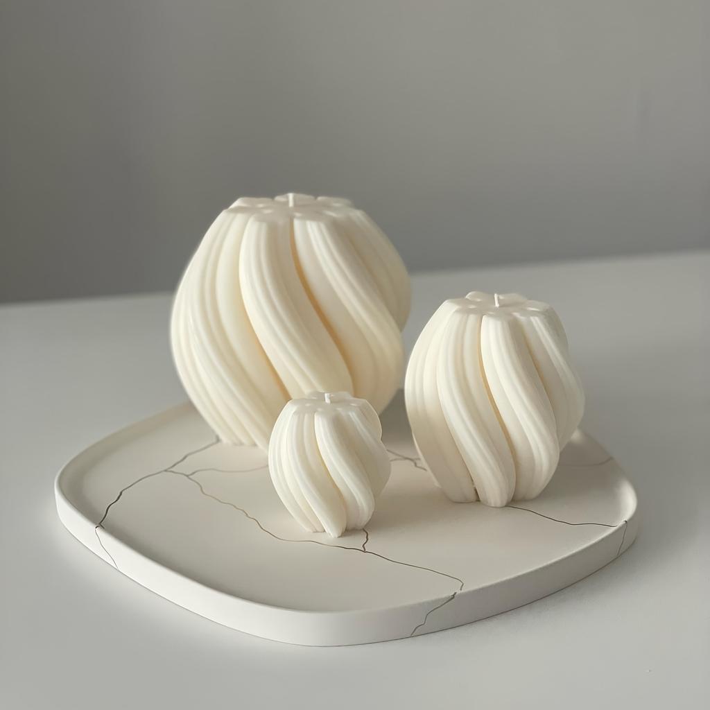 1pc 3D Rotating Pillar Candle Silicone Mold Geometric Wave Candle Wax Holder Silicone Mould DIY Abstract Art Resin Gypsum Mold Home Craft Decor