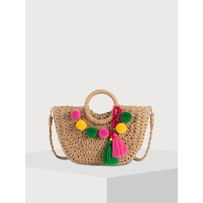 Arrival Women's Paper Straw Woven Bag - Shell Accents Tote & Crossbody Bag for Vacation Essentials & Trendy Outfits