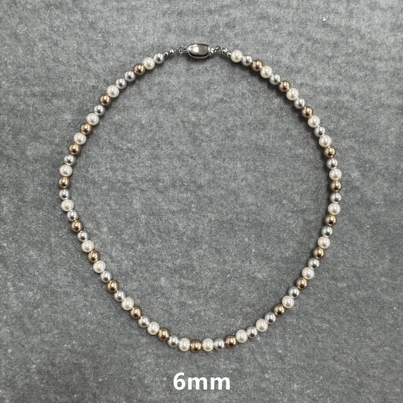 

New Arrival Luoluo Pearl Maillard Style Gentle Atmosphere Mixed Color Pearl Necklace Clavicle Chain Qingdao Ornament 6mm necklace