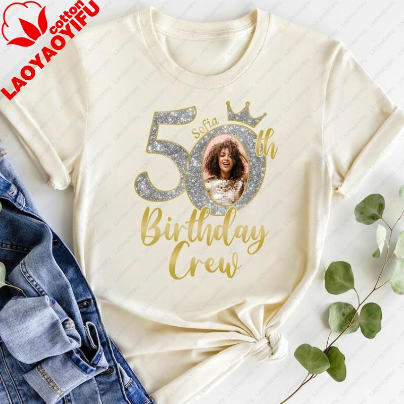 Its My Custom Photo Birthday Crewneck Shirts Queen Gift Fashion Printed Tshirt Tops Regular Short Sleeve Trending Streetwear