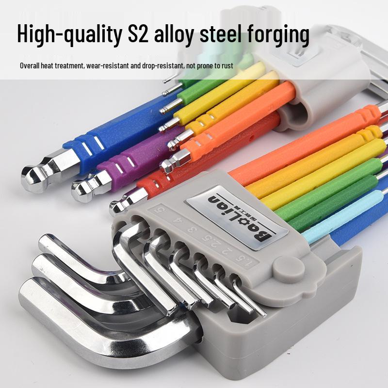 Colored Hex Wrench Set: Multi-Functional 6-Sided Screwdriver with Extended 6-Key Design