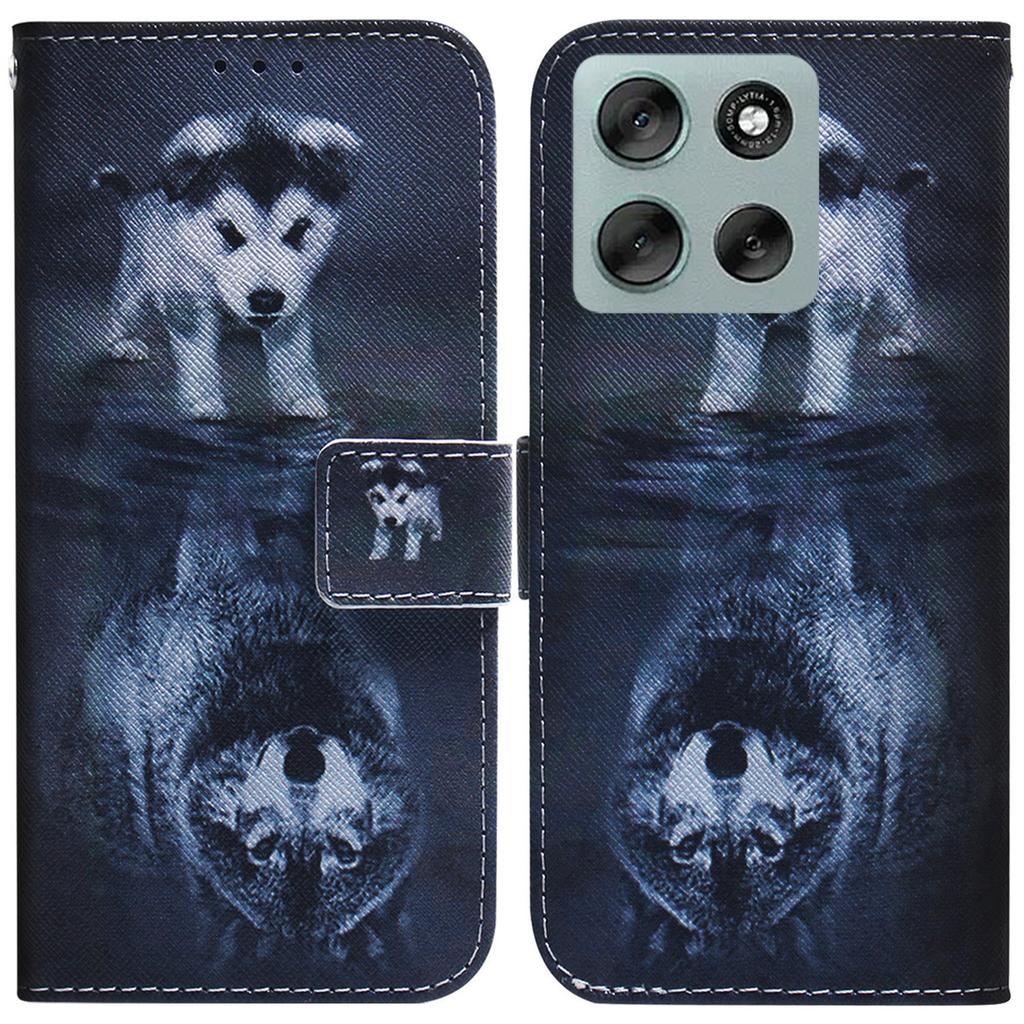 Handyhülle aus Leder mit Musterprint für Motorola Moto G56 5G