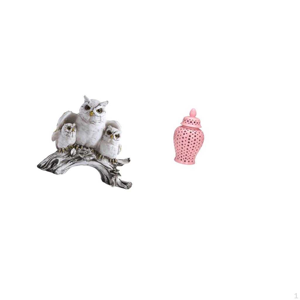 Modern Owl Sculpture Ceramic Ginger Jar Porcelain Decorative Vase with Lid for Living Room Office