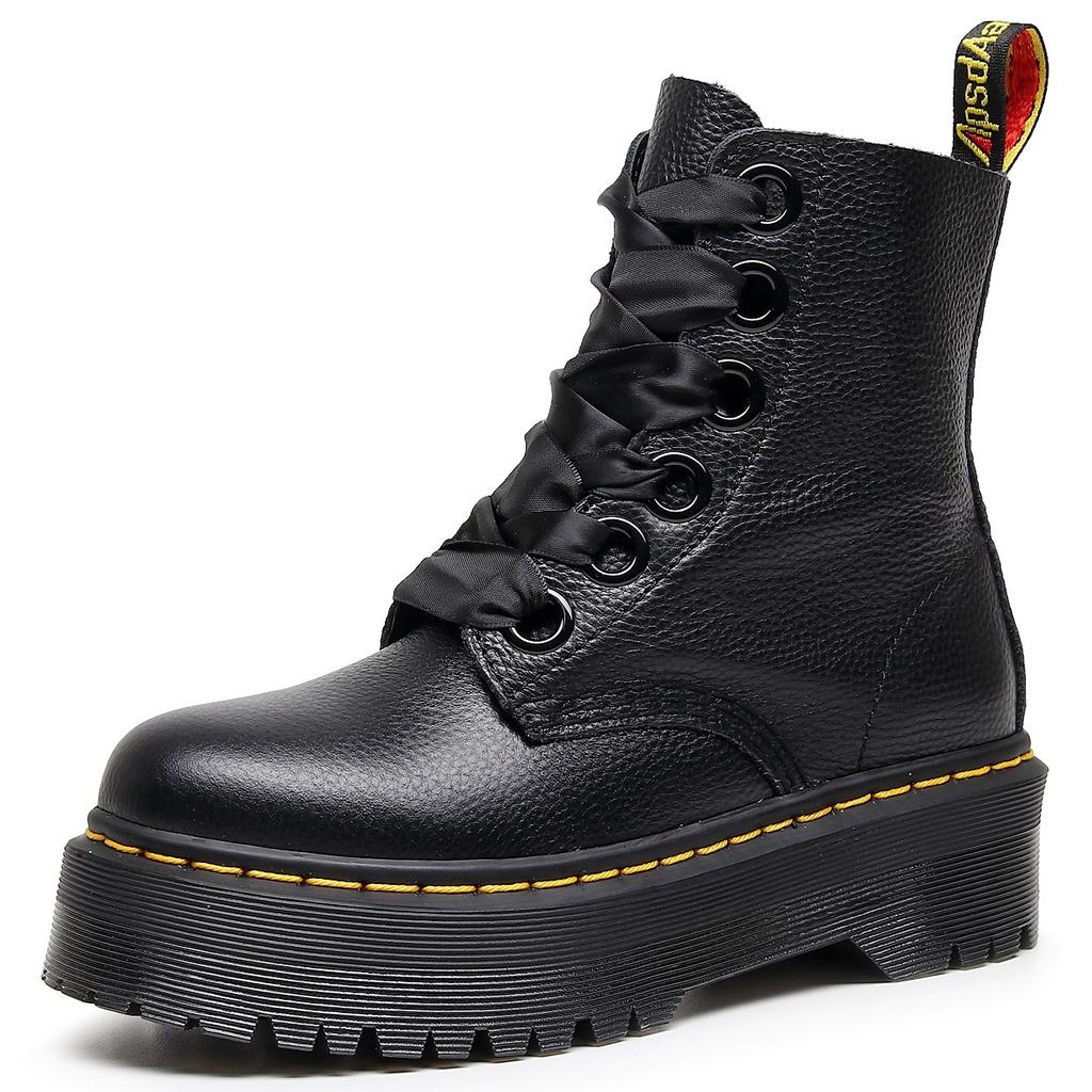 Módní dámské 6-dírové boty na platformě s vzorem liči, evropské a americké, 1460, britské dámské kotníkové boty, šněrovací boty do pasu, pracovní boty