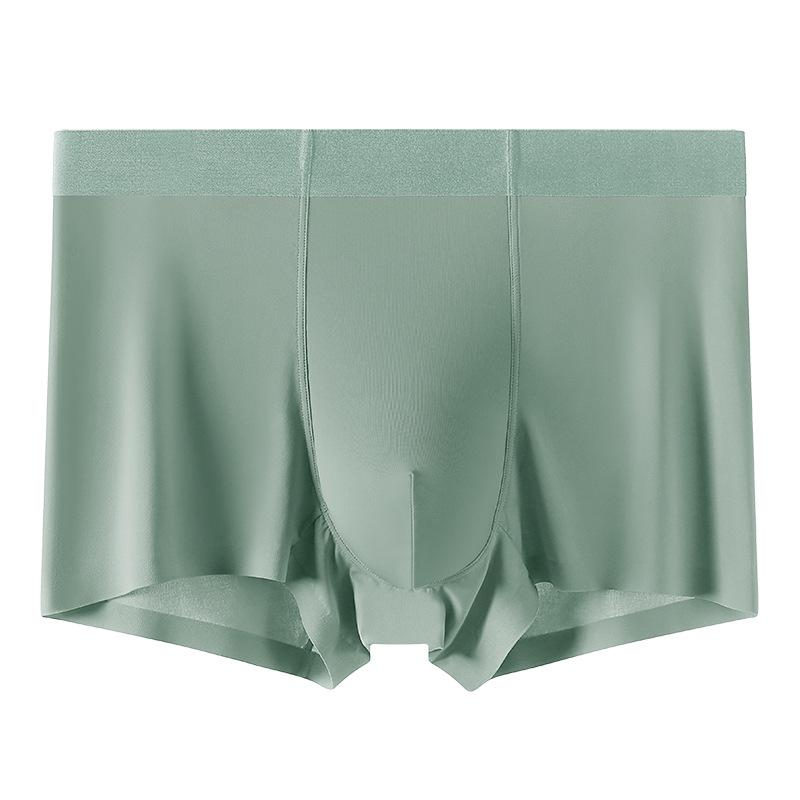 Men's Summer Ice Silk Seamless Underwear: Sweat-Absorbent, Breathable Boxer Shorts with 5A Antibacterial Protection, Solid Colors.