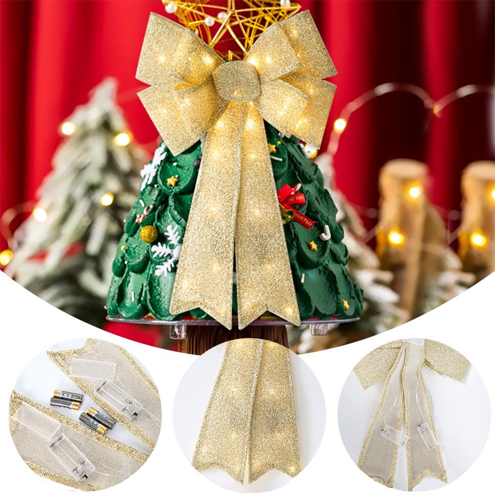 Multicolor Illuminated Christmas Bow With Red LEDs 54cm Weather Resistant Hanging Ornament For Front Door Garage Wall Festival D
