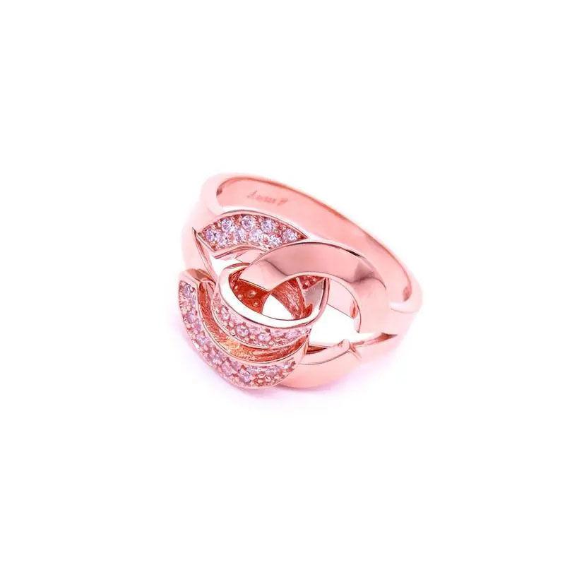 Russia 585 Purple Gold Star Bright Diamond Double C Plated Rose Gold Wide Version Tide European And American Light Luxury Open Ring
