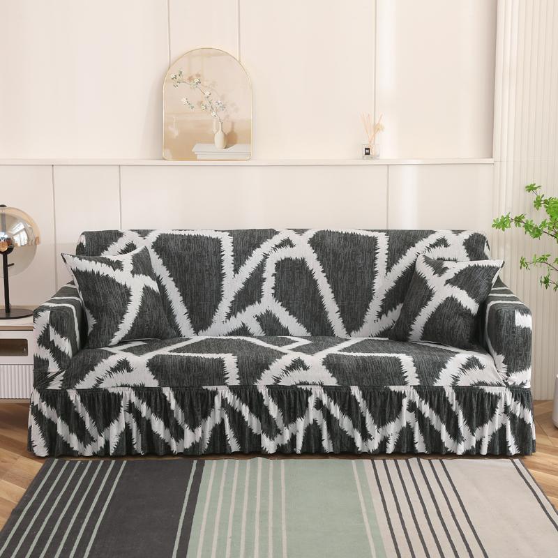 1/2/3/4 seater sofa Couch Cover with Skirt Durable Washable High Elastic Stretchable Easy Fit Universal Furniture Protector