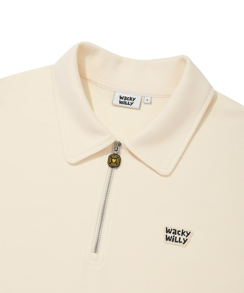 WACKY WILLY Sweat Collar Short Sleeve T-Shirt Cream