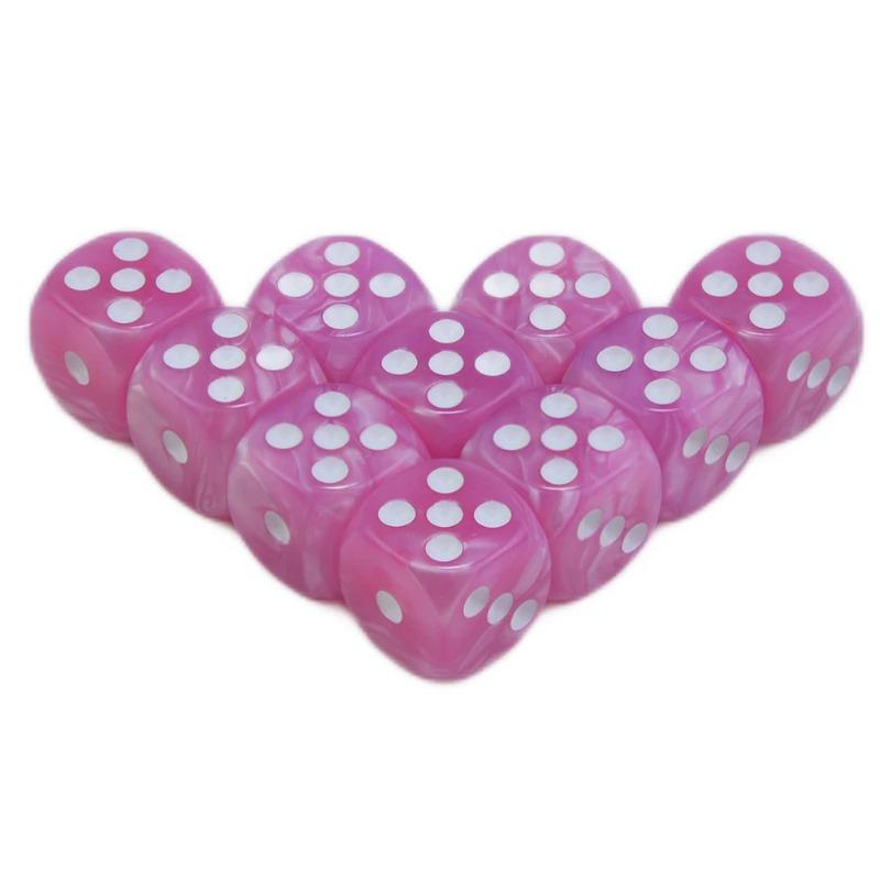 

10 шт., игральные кости D6, 16 мм, игральные кости с мраморным эффектом, игровые кости, игровые аксессуары, игрушка и подарок розовый