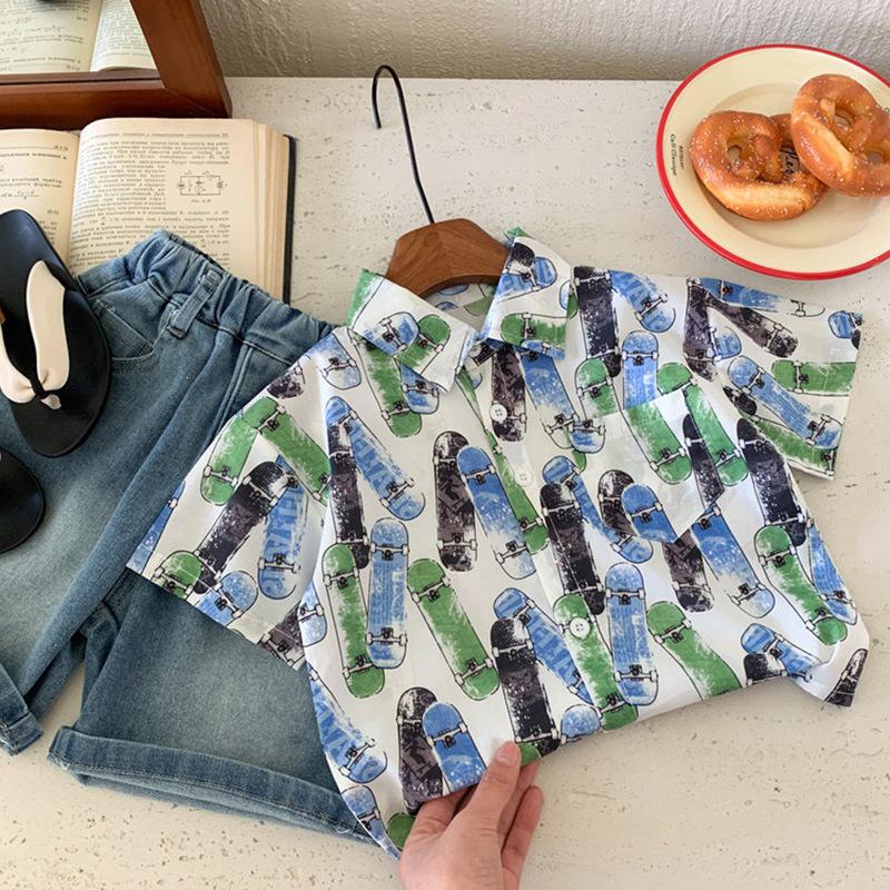 2026 Boys' Trendy Summer Short-Sleeve Shirt: Stylish & Cool Children's Fashion