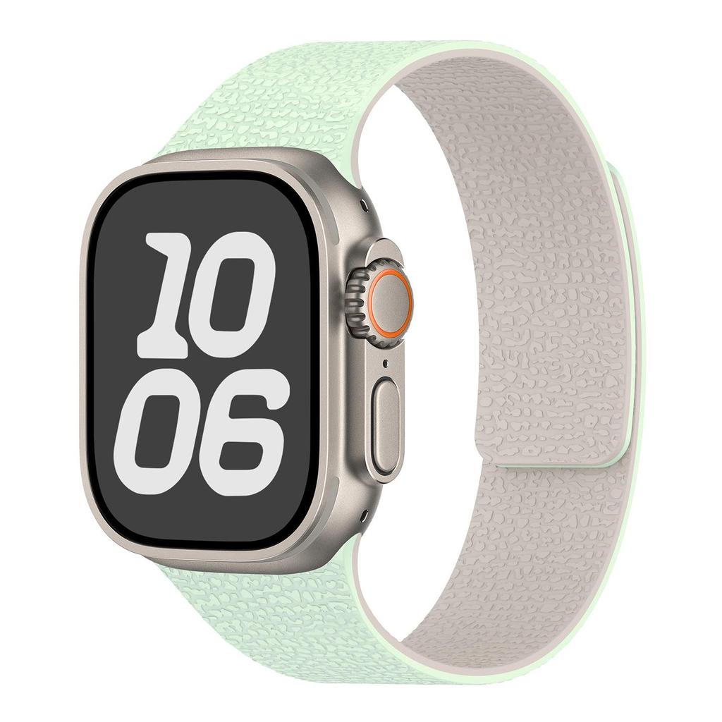 Compatible with Apple Watch Bands Series 1-11/Ultra 1-3/SE3 Lychee Pattern Soft Magnetic Silicone Strap.
