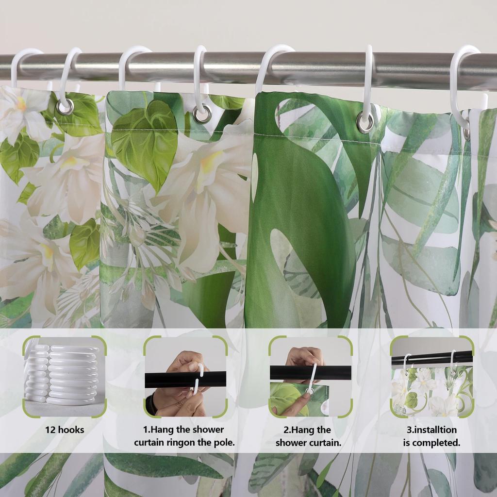 GAEMerry Christmas Shower Curtain, Bathroom Curtain, Christmas Bell Shower Curtain, Home Decoration Christmas Curtain with Hoo