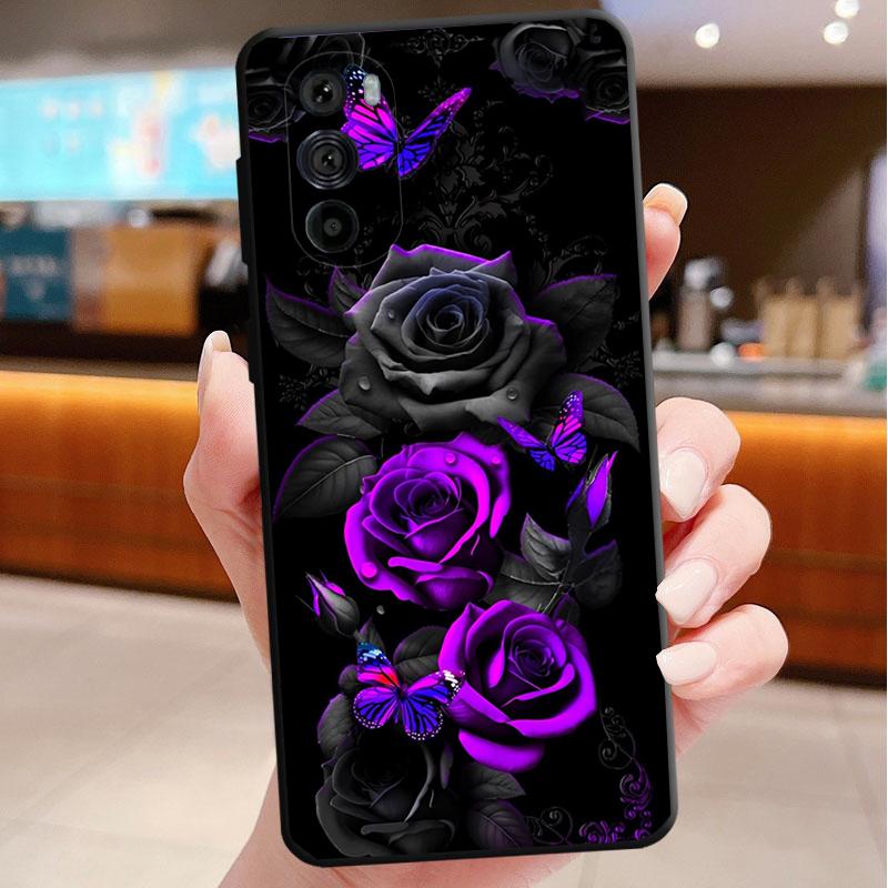 

Purple Rose Phone Case For Motorola Edge 50 40 Pro 60 50 40 30 Ultra Neo Fusion Moto G Play G Stylus G Power G 2025 Moto Edge 40