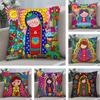 1PC Cartoon Virgin Mary Art Cushion Cover Plush Fabric Soft DoubleSided Printed Sofa Warm Winter Home Child Gift Pillow Case