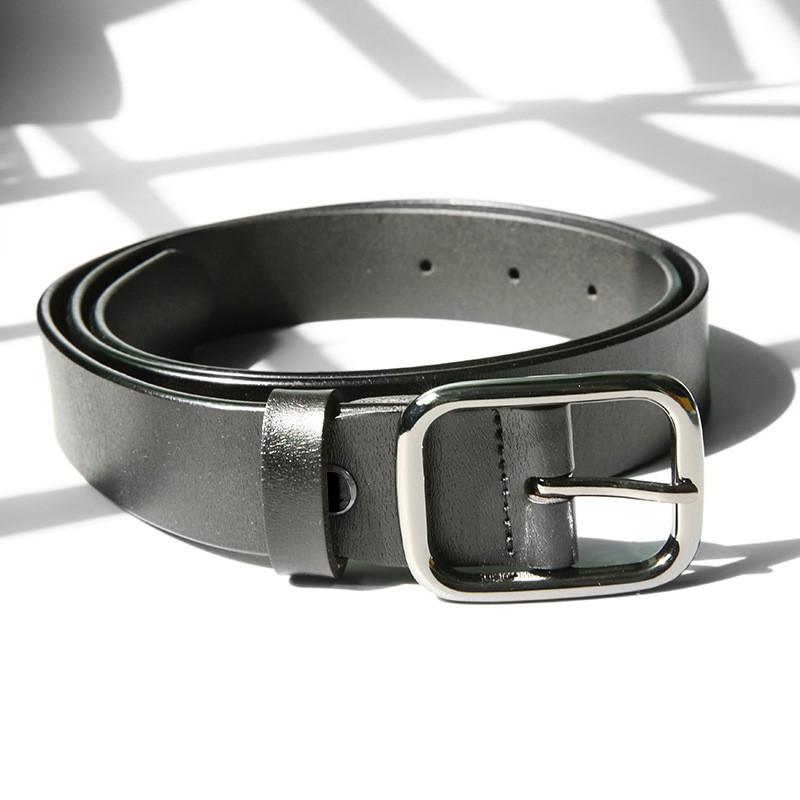Classic Genuine Leather Womens Belt With Zinc Alloy Square Buckle For Casual Office Wear