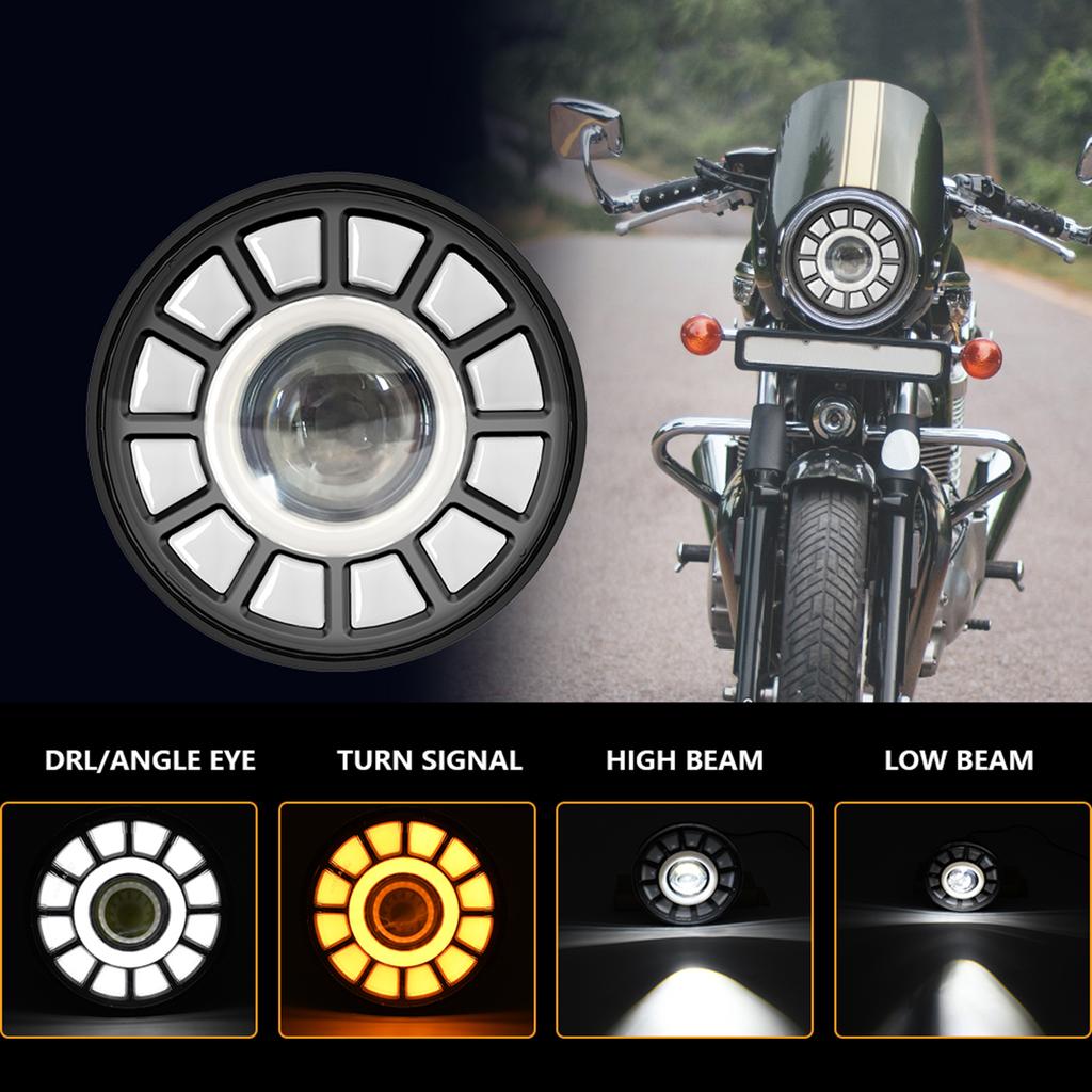 5.75 Inch LED Headlight, 5-3/4 Inch Motorcycle Headlight with DRL/Turn Signal/Low Beam/High Beam IP67 Waterproof Headlight for Motorcycles Cars