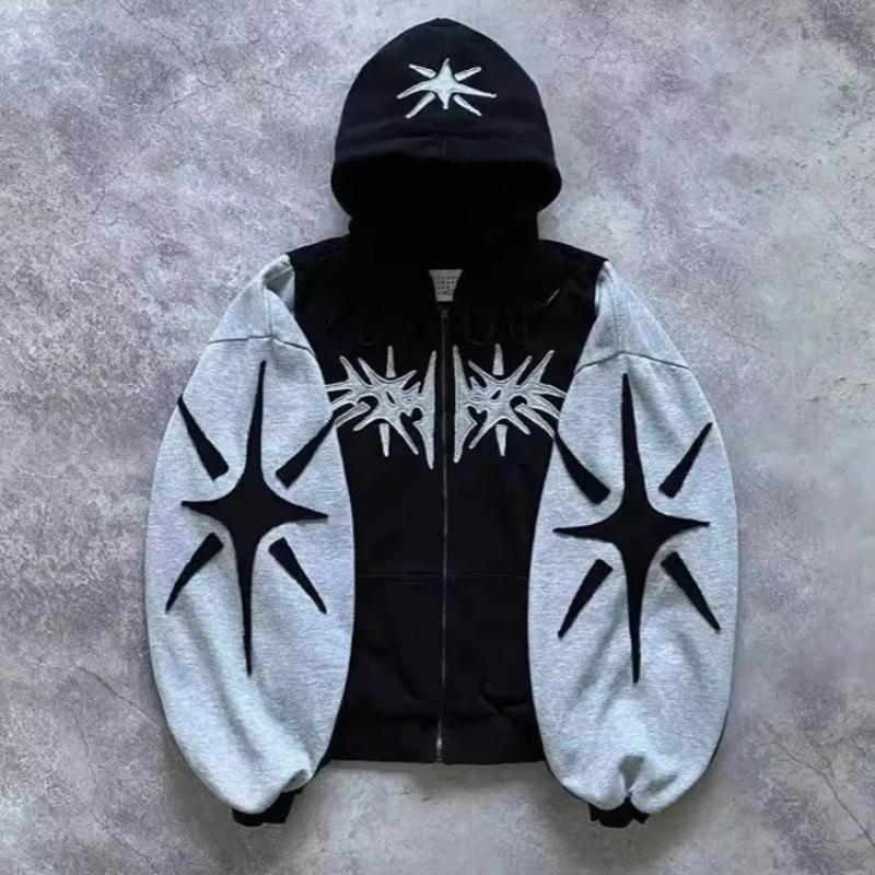 Y2K Retro Harajuku Gothic Street Clothing Men's and Women's Sports Zipper Hoodie Top